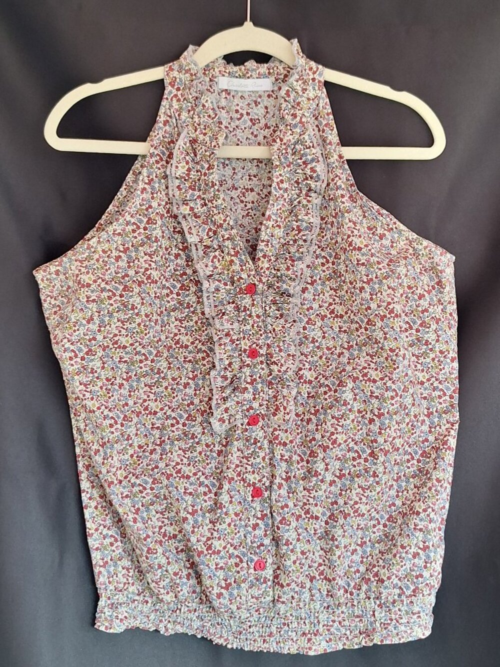 Charlotte Russe Floral Ruffle Mock Neck Tank L Y2K Cottagecore Cotton